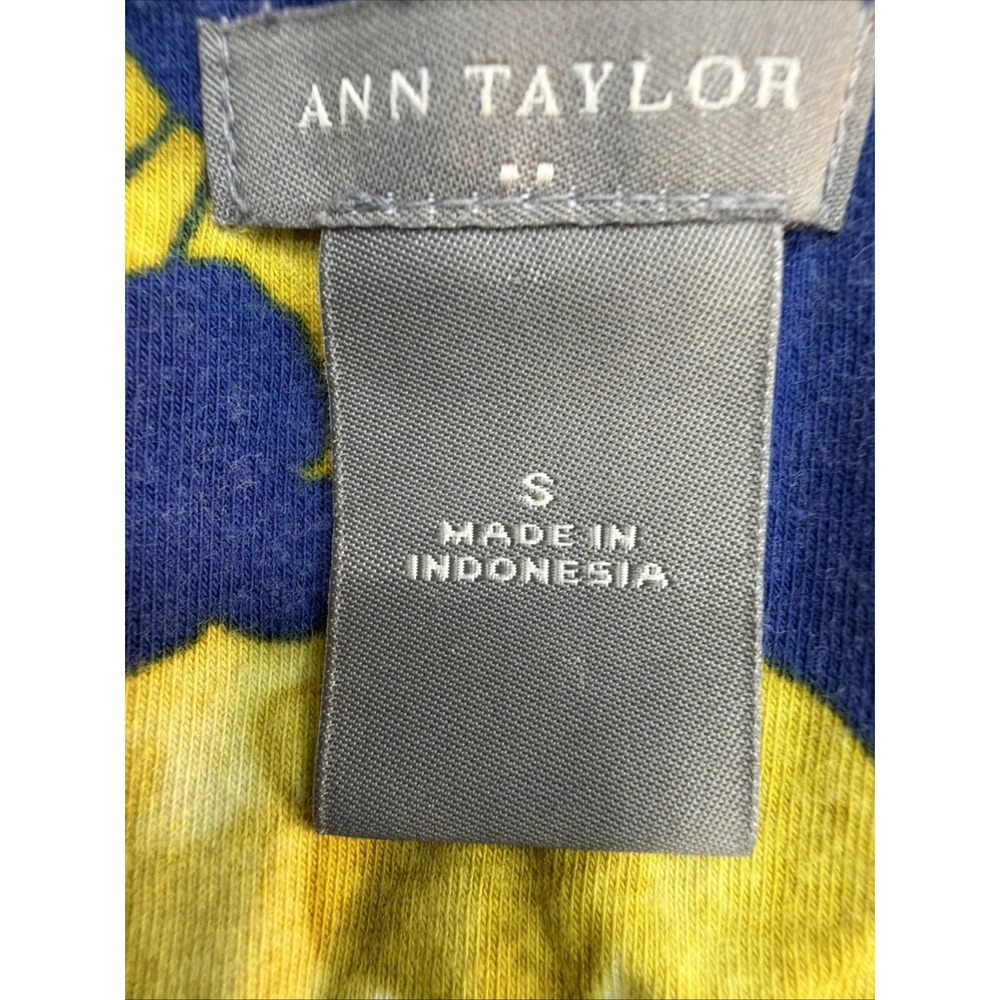 Y2K Ann Taylor Cotton Blue, Yellow & White Floral Abstract Scoop Neck Tank, S - Picture 12 of 14